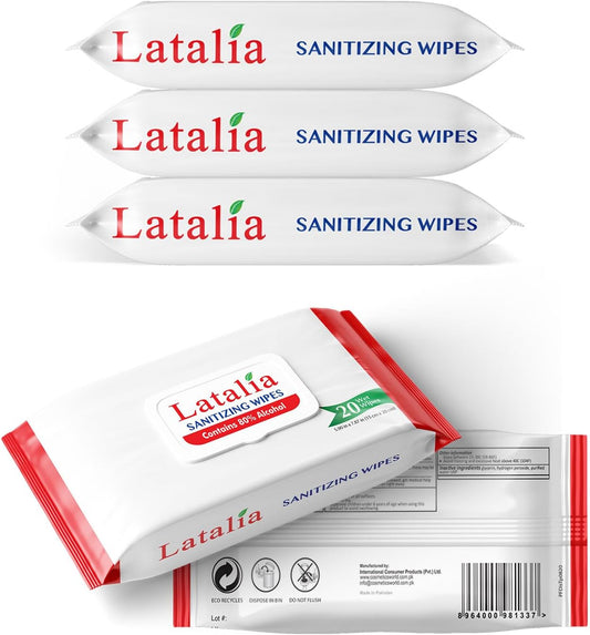 Hand Wipes | 80% Alcohol Hand Sanitizer Wipes for Hands & Face Moisturizing, Gentle, Convenient and Fragrance Free (Pack of 3, 20 Counts)