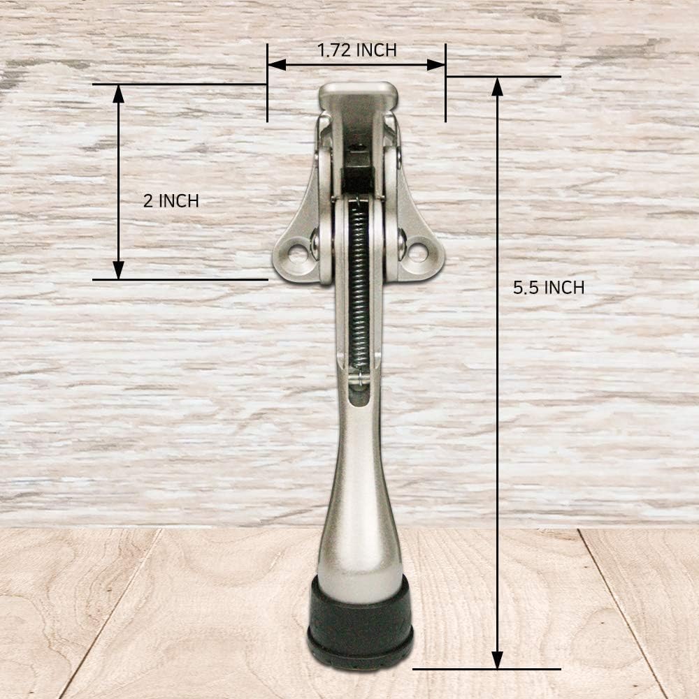 Door Stopper, One-Touch semi-Automatic Metal Door Stopper, with Non-Slip Rubber Tip for Wood, Concrete, Tiled, and Carpeted Floors (4inch x 2pack, Dark Grey)
