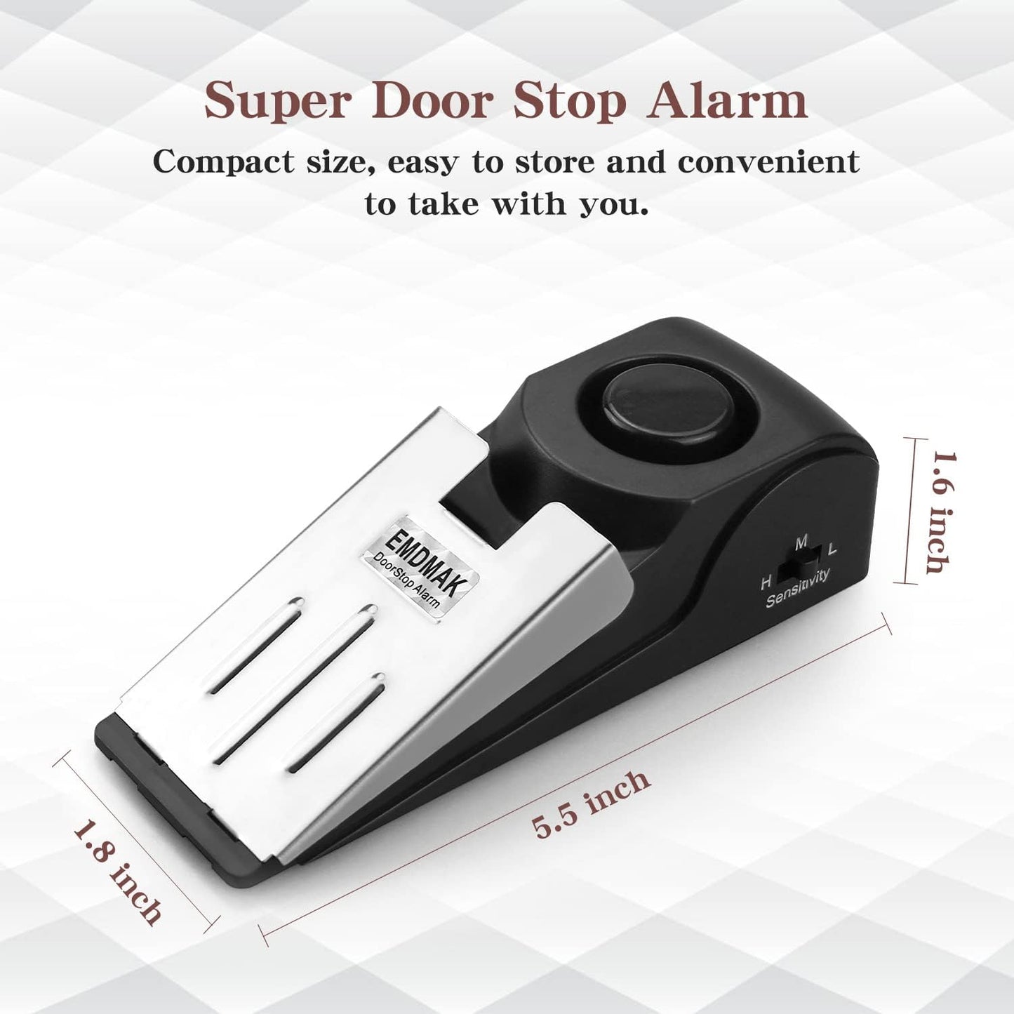 EMDMAK Door Stop Alarm with 120DB Siren Door Stop for Home & Travel (Black) (Pack of 3)