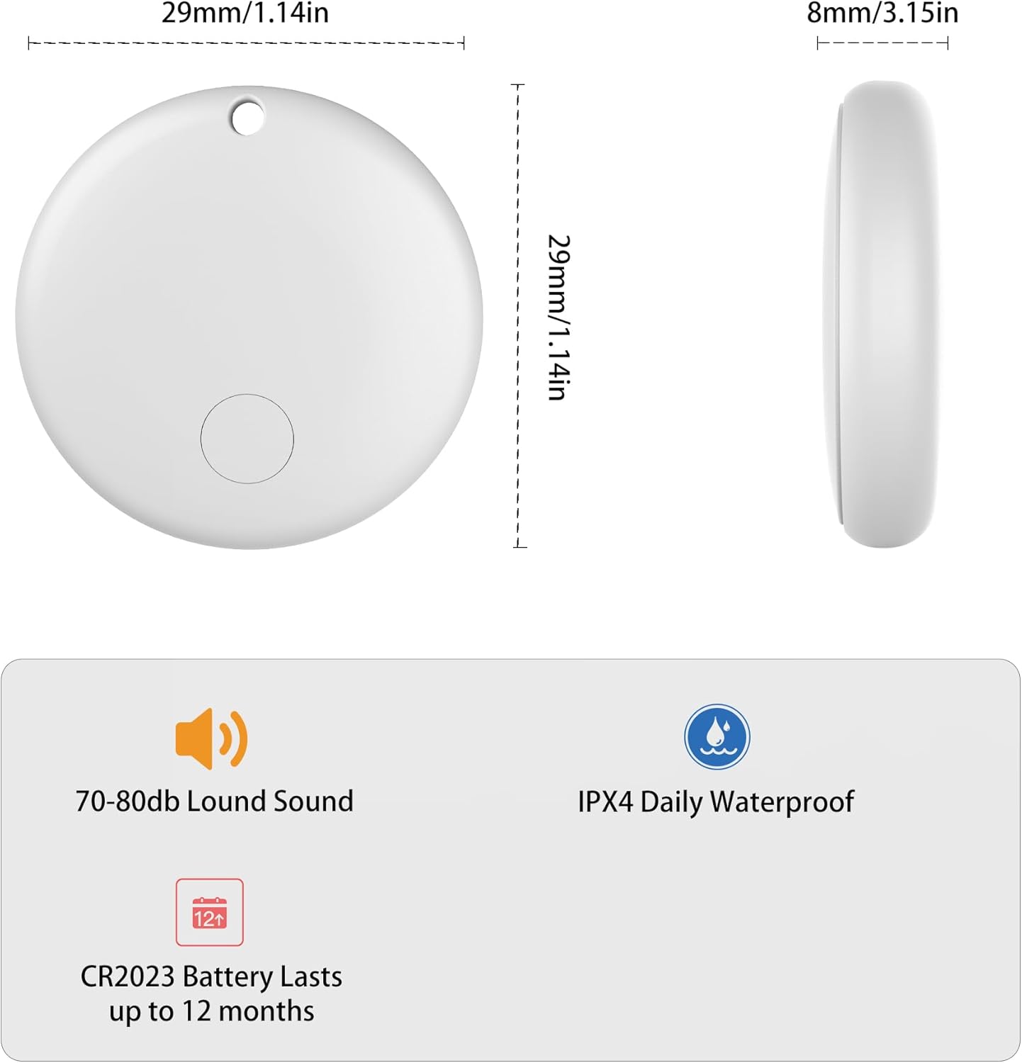 Air TrackerTags-2 Pack Tracker Tag Work with Apple Find My (iOS 14.6 Above Only) Smart Tag Item Finders for Key, Luggage, Backpack，etc. ((White, 2 Pack)