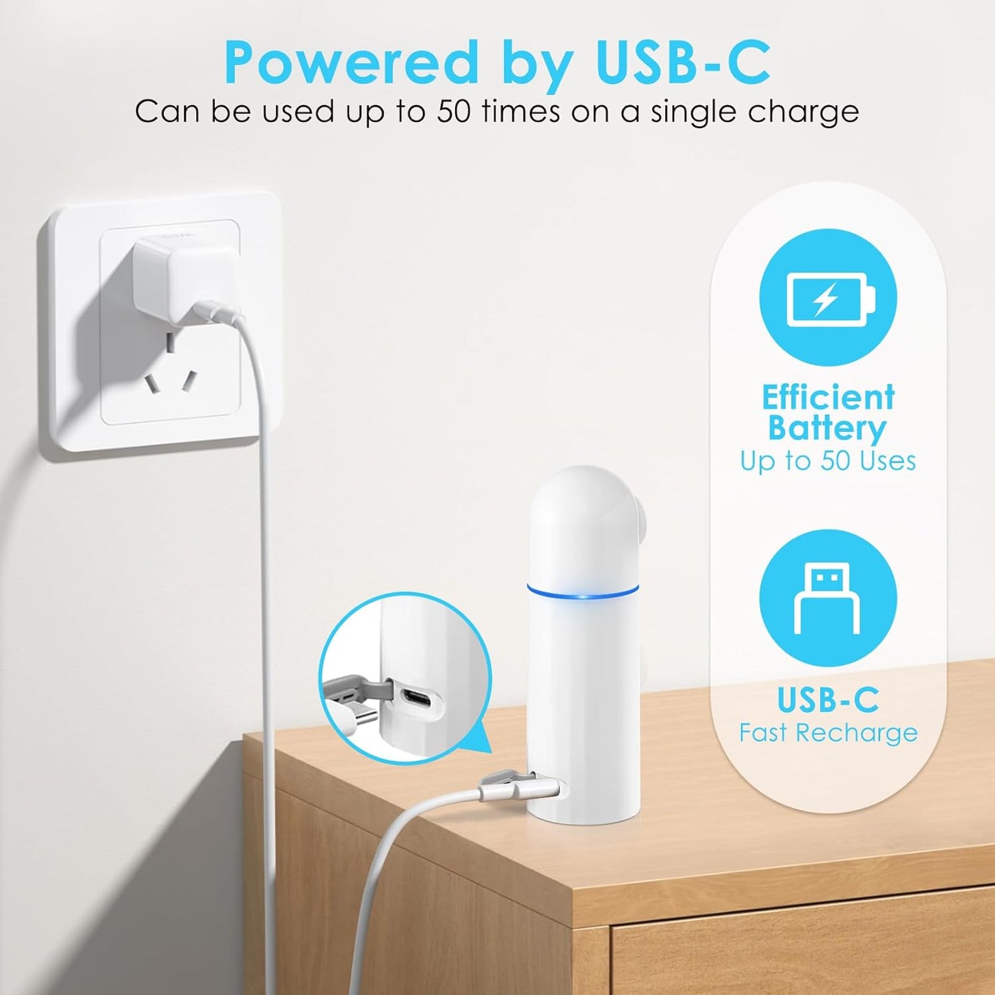 Portable Electric Travel Bidet, 350ML Electric Sprayer Bidet with Built-in Body for Easy Storage, Two Pressure Modes for Personal Hygiene Cleaning for Women and Men , White