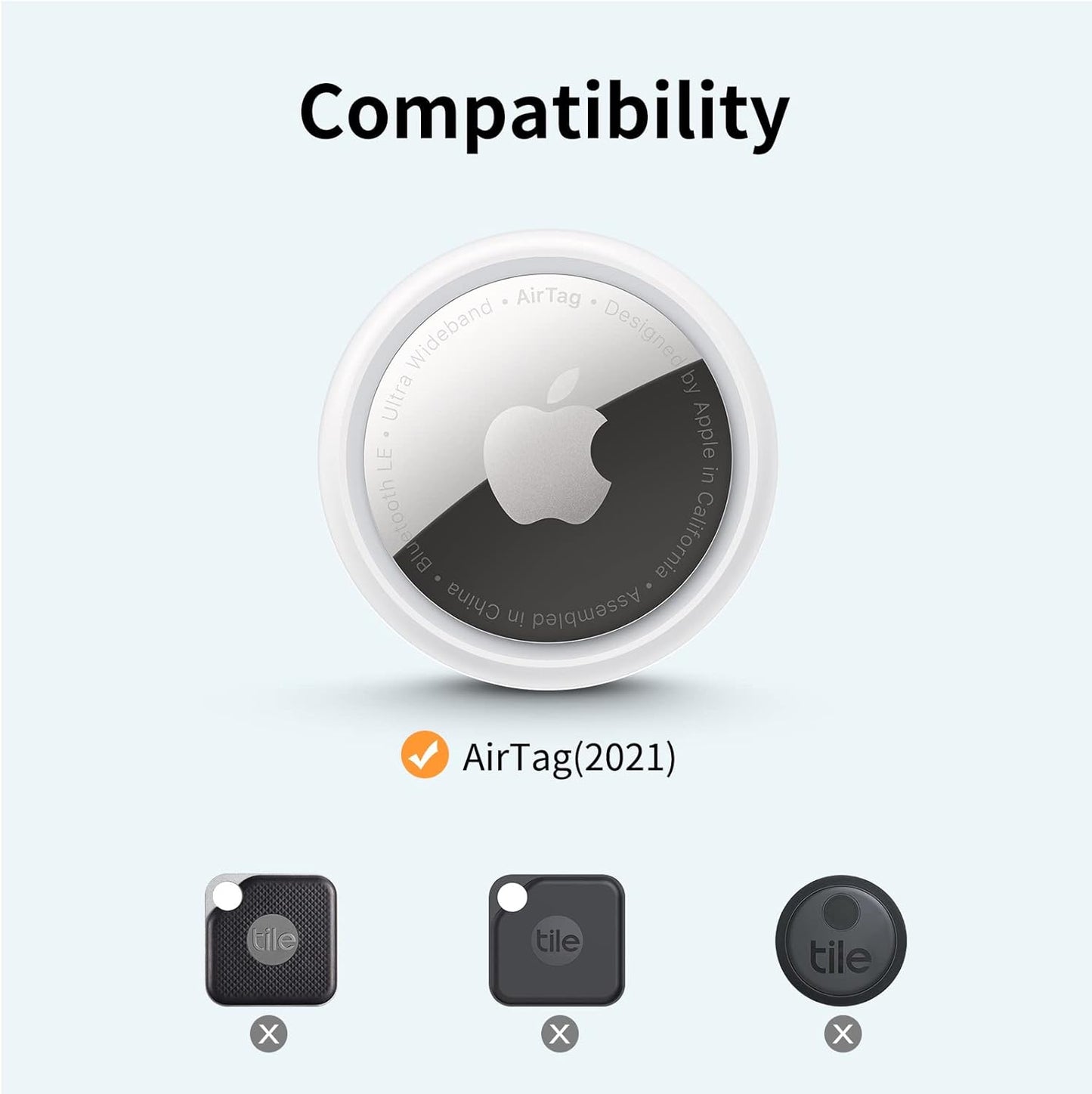 UNBREAKcable Holder for Apple AirTag - 4 Pack [Fit Tightly Design] [Easy to Install] [Hold Air Tag Securely] Waterproof TPU Shell Protective Case with All Metal Keychain Key Ring Clip (Brown&Blue)