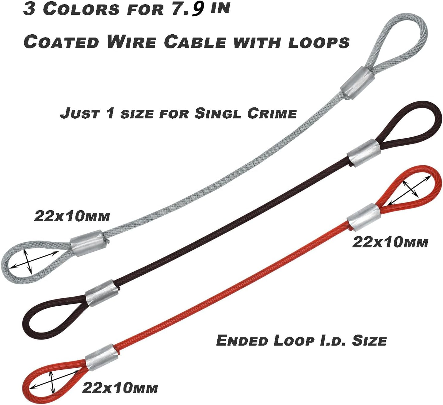 15 pcs 7.9 inch(20cm) 3mm Thickness Stainless Steel Wire Cable with Loops Vinyl Cover Coated Short Rope Lanyard Lock Safety Tether Chains,Clear