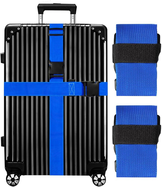 Luggage Straps for Suitcases TSA Approved-2 Pack Bright Personalized Luggage Belt Strap for Suitcase/Carry On Bag Luggage Accessories for Travel (Blue)