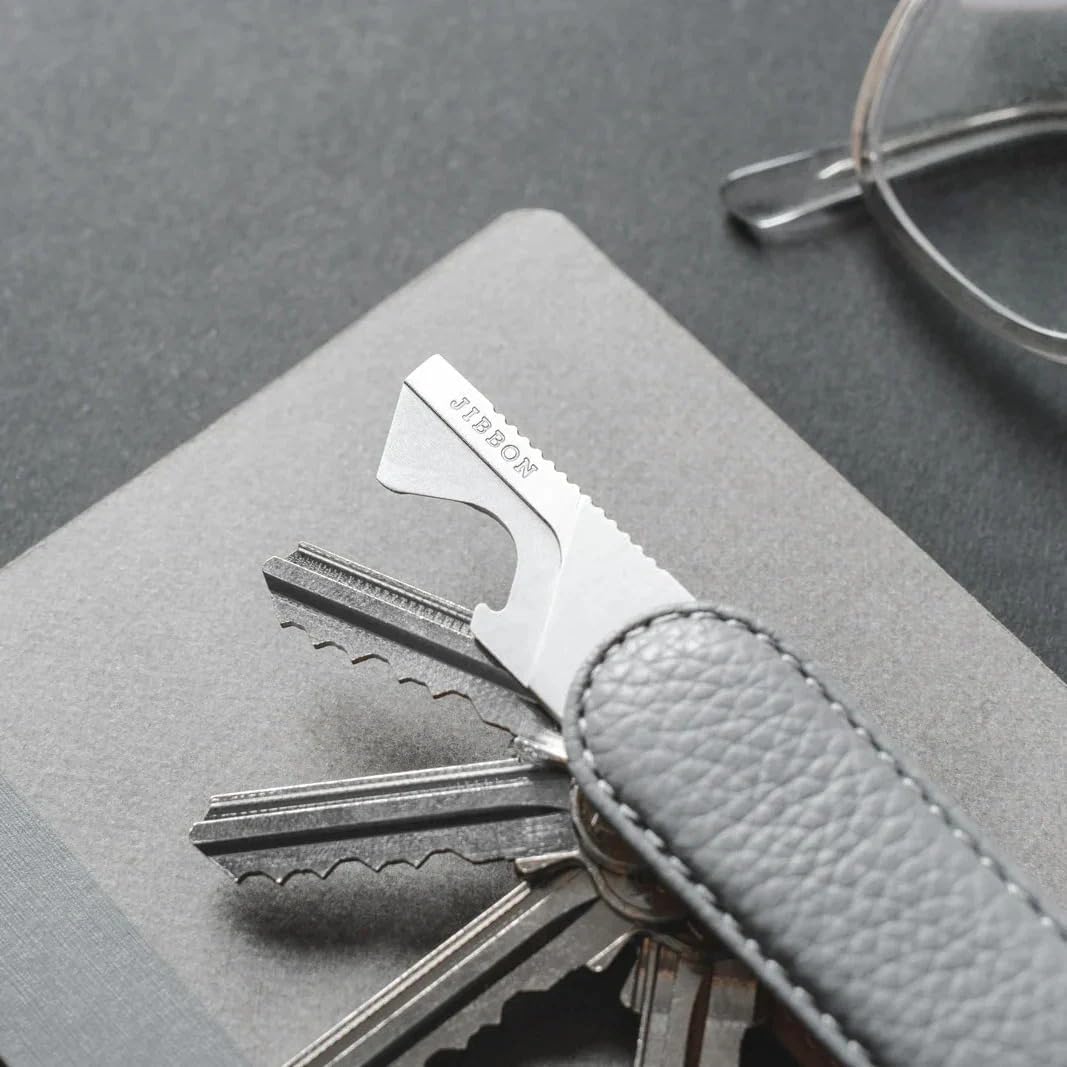 Jibbon Italian Premium Leather Key Organizer - Stylish Key Holder with Marine Grade 316 Stainless Steel, Compact EDC Keychain