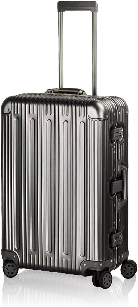 TRAVELKING All Aluminum Luggage Zipperless Hard Shell Suitcase with TSA Lock Spinner Wheels Lightweight Metal Alloy Suitcases (Grey, 28 inch)