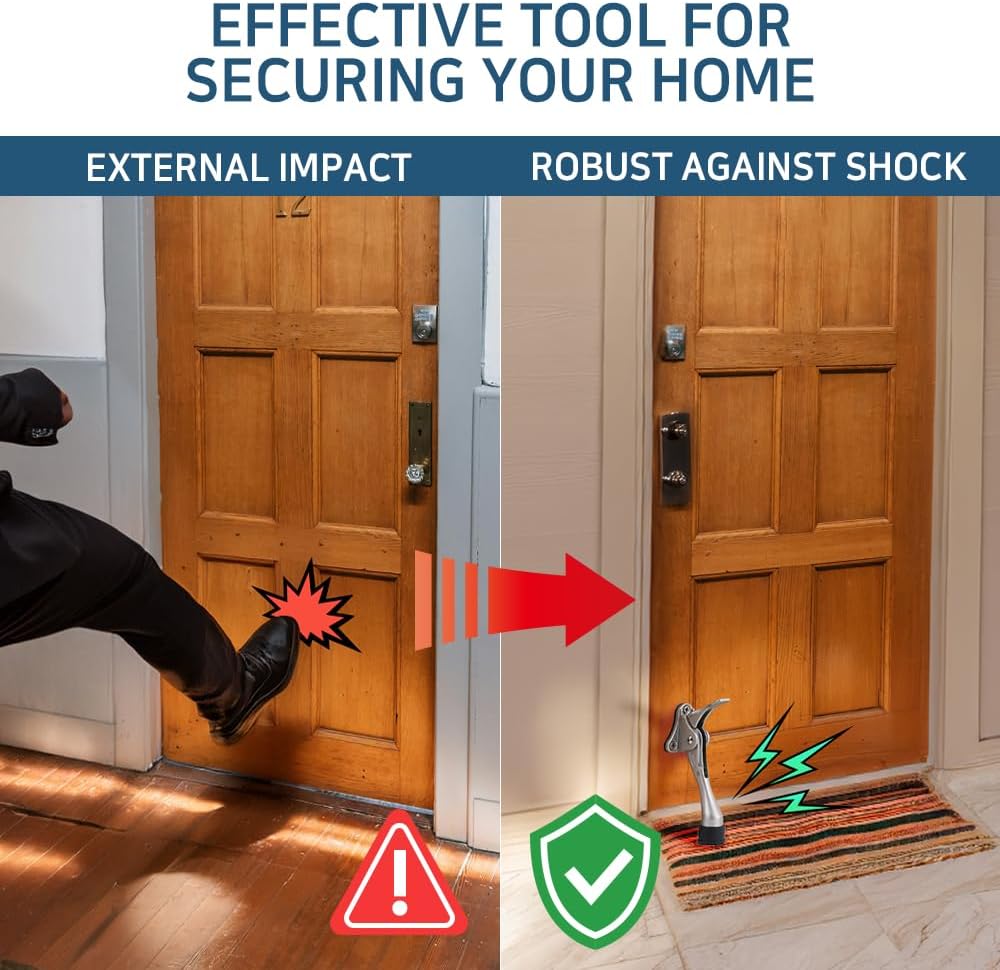 One Touch Kickdown Door Stopper, Door Holder, Heavy Duty Door Stops, Bottom of Door, Height-Adjustable Rubber Tips by HASHI (White 4 inch x 2pack)