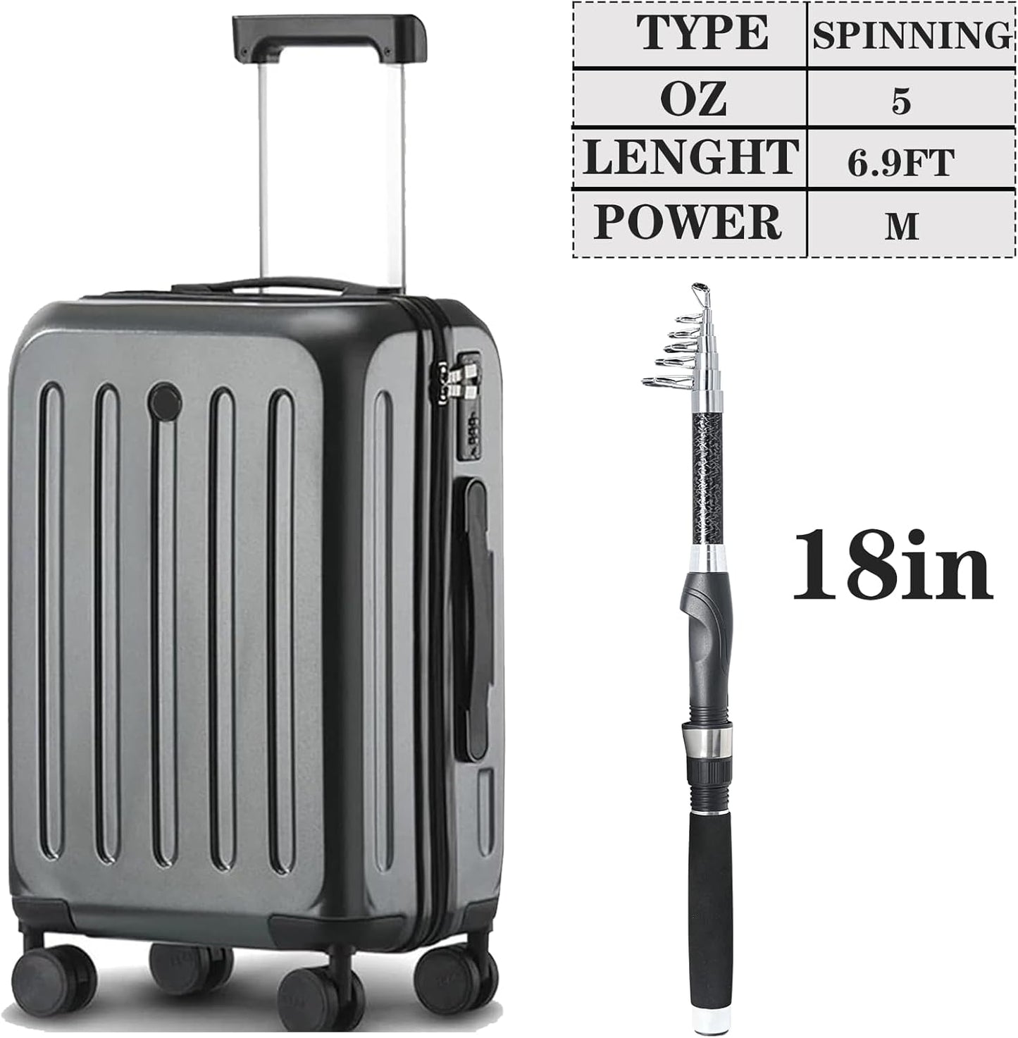 Fishing Rod, Telescopic Fishing Rod and Reel Combo, Collapsible Travel Fishing Pole Rod Starter Kit, Carbon Fiber Fishing Rods and 12 +1 Bearings Stainless Steel, Fishing Gifts for Men Adults