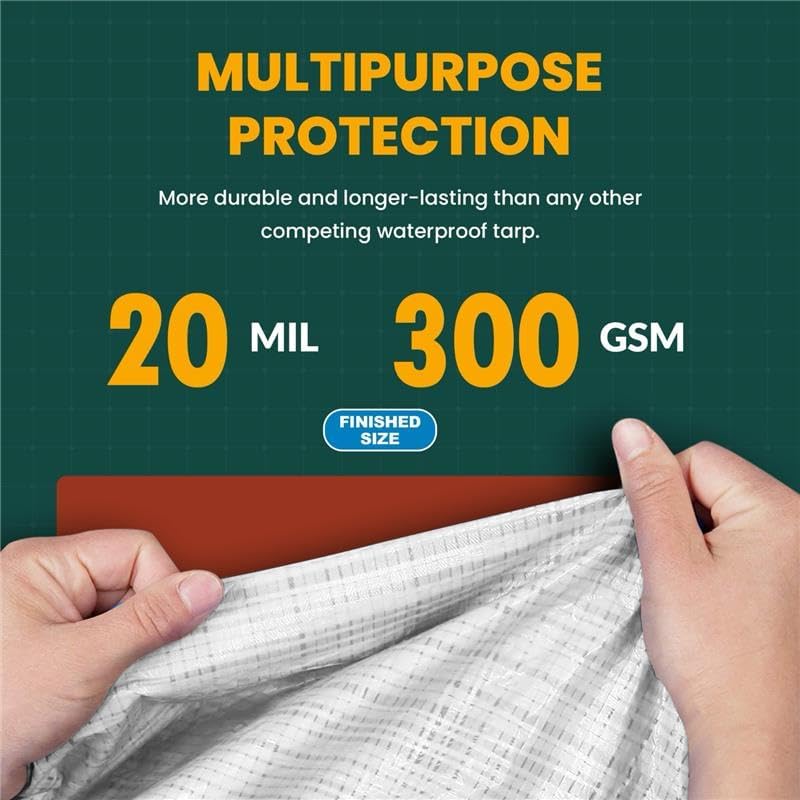 Tarp Cover White Heavy Duty 20 Mill Thick Material, Waterproof 10'X12' Great for Tarpaulin Canopy Tent, Boat, RV Or Pool Cover! by Trademark Supplies (Poly Tarp 10X12 Ultra Thick)