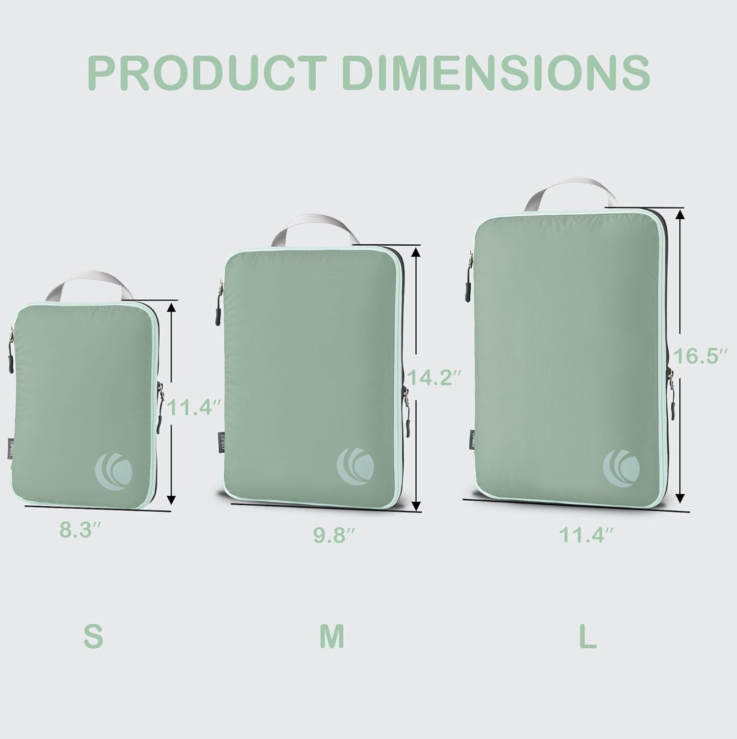 Cipway Compression Packing Cubes, Ultralight Luggage Organizer Bags, Travel Essentials for Carry on Suitcase (3 Piece,Sage Green)