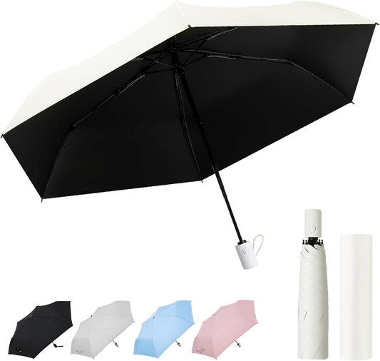 Auto Open Close Umbrella - Ultra Light Compact Travel & Backpack Size for Women and Men, UPF 50+ Eco-Friendly Sun Protection & Windproof Rain Umbrella with UV Defense