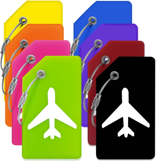 Suitcase Tags Identifiers for Luggage Indentifier, 8 Pack Silicone Luggage Tags for Women, Men & Kids, Flexible & Bright Quick Spot Name Tags for Backpacks with Name Id Cards (Colorful)