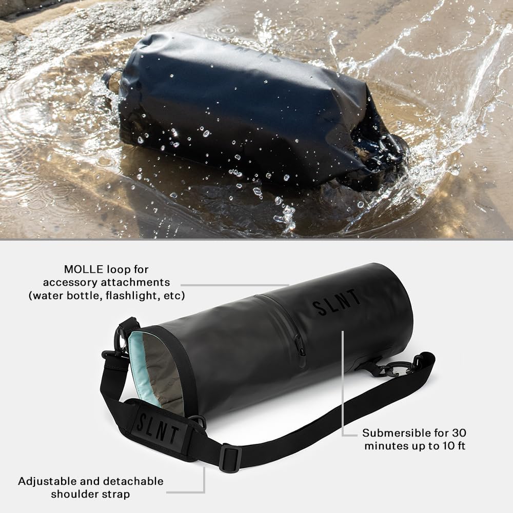 SLNT Waterproof Faraday Dry Bag - 420D Waterproof Nylon Signal Blocking Backpack - Protects Electronics from Water, Spying, Hacking - Blocks RFID, WiFi, Bluetooth, NFC, Cellular, GPS, EMF (10 Liter)