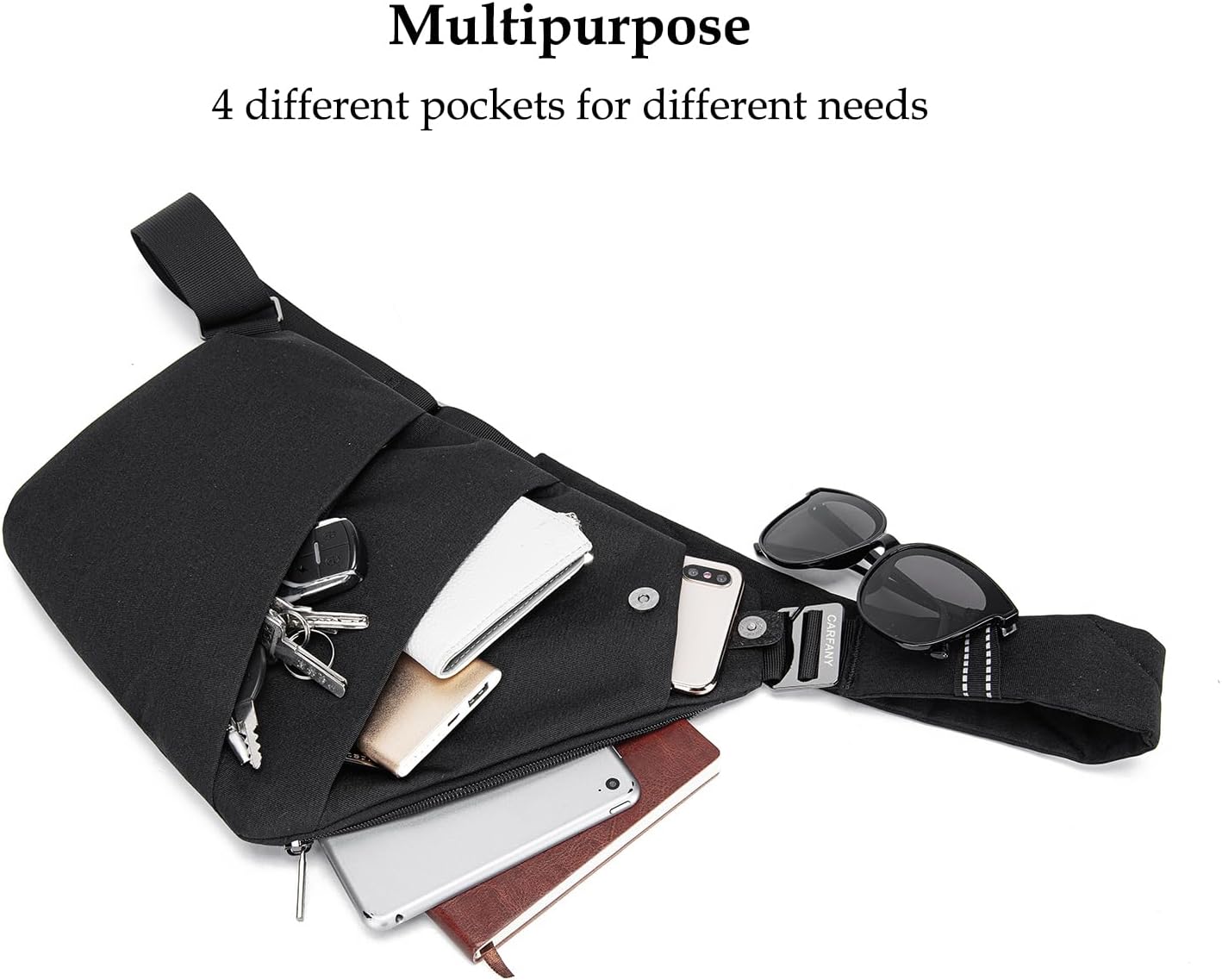 Anti-Theft Crossbody Sling Bag Unisex Slim Water Resistant Shoulder Bag Outdoor Casual Hiking Daypack