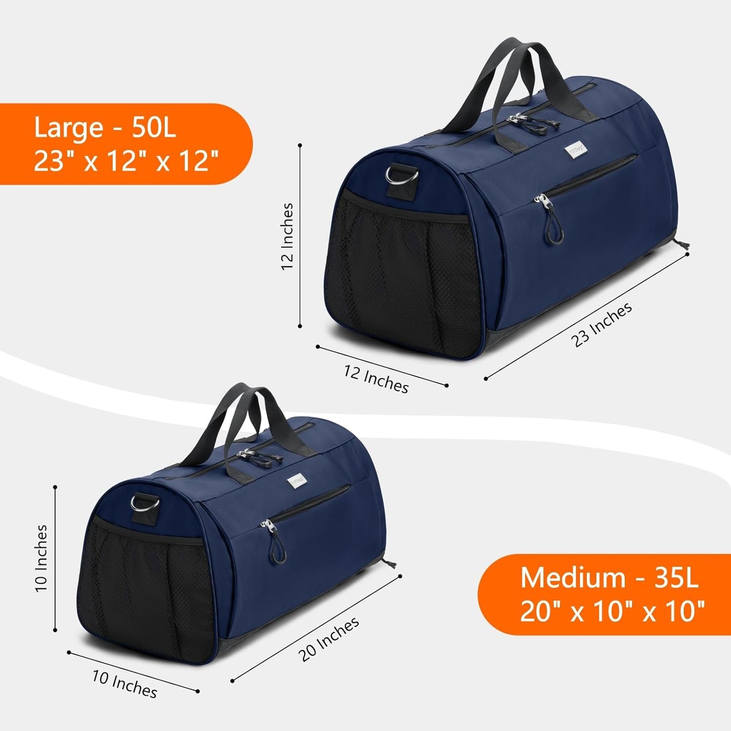 TOPDesign Gym Bag for Women & Men, Unisex Duffel Bag with Shoe Compartment & Wet Pocket for Travel Sports Gym (L Blue)