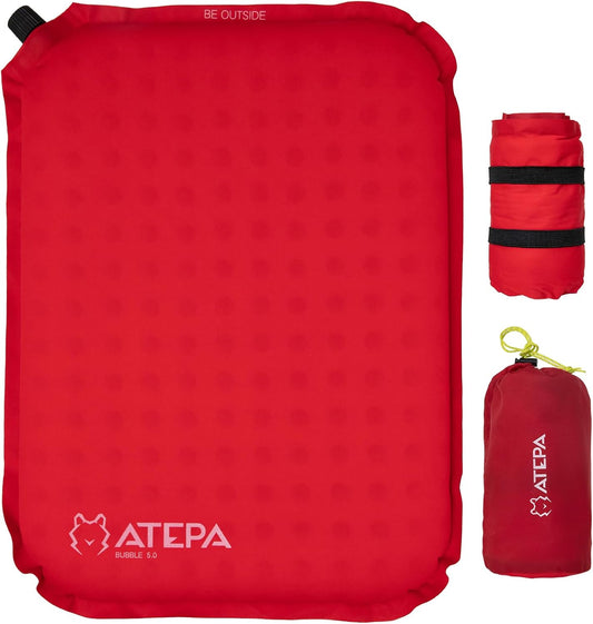 ATEPA Inflatable Stadium Seat Cushion, Self-Inflating Memory Foam Stadium Seats Bleacher Seat Chair Cushion Pad for Airplane Travel Backpacking Sports Events
