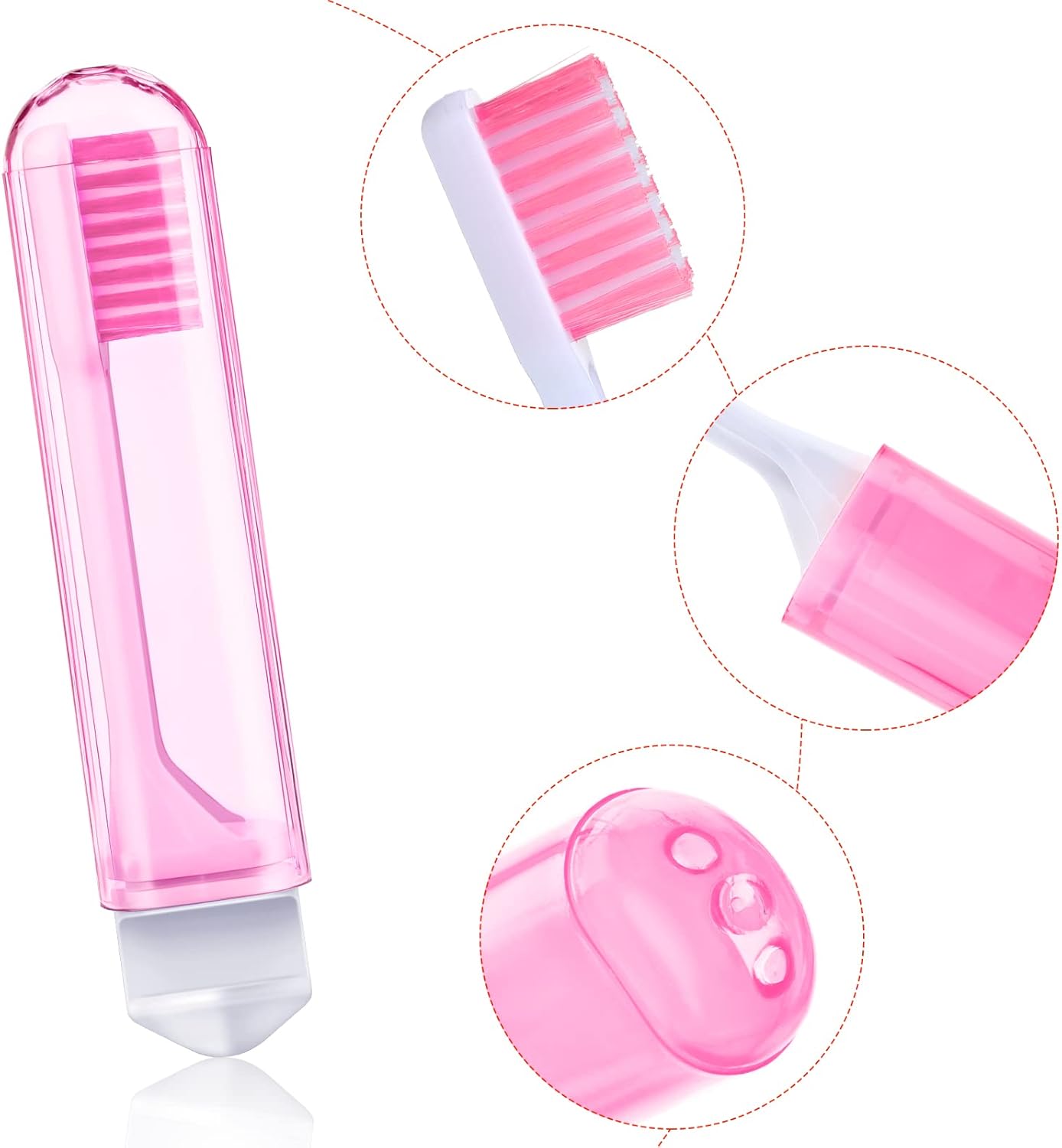 Patelai 4 Pieces Travel Toothbrush Set, Soft Bristle Mini Foldable Tooth Brush with Case, Individually Wrapped Small Portable Travel Size Toiletries Stuff for Camping (Bright Color)