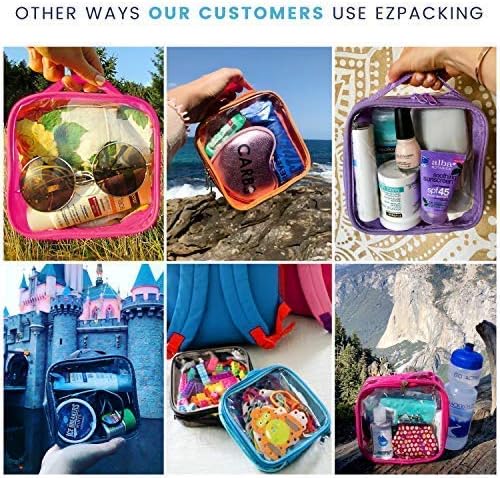 EzPacking Clear TSA Approved 3-1-1 Travel Toiletry Bag for Carry On/Quart Size Transparent Liquids Pouch for Airport Security/Reusable See Through Vinyl & PVC Plastic Organizer Men Women (Turquoise)