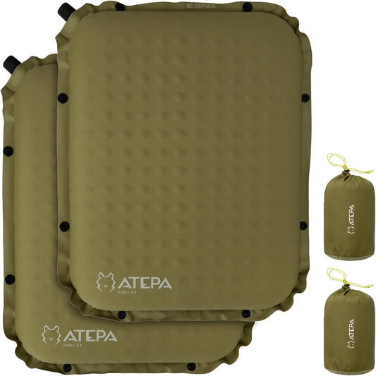 ATEPA Inflatable Stadium Seat Cushion, Self-Inflating Memory Foam Stadium Seats Bleacher Seat Chair Cushion Pad for Airplane Travel Backpacking Sports Events