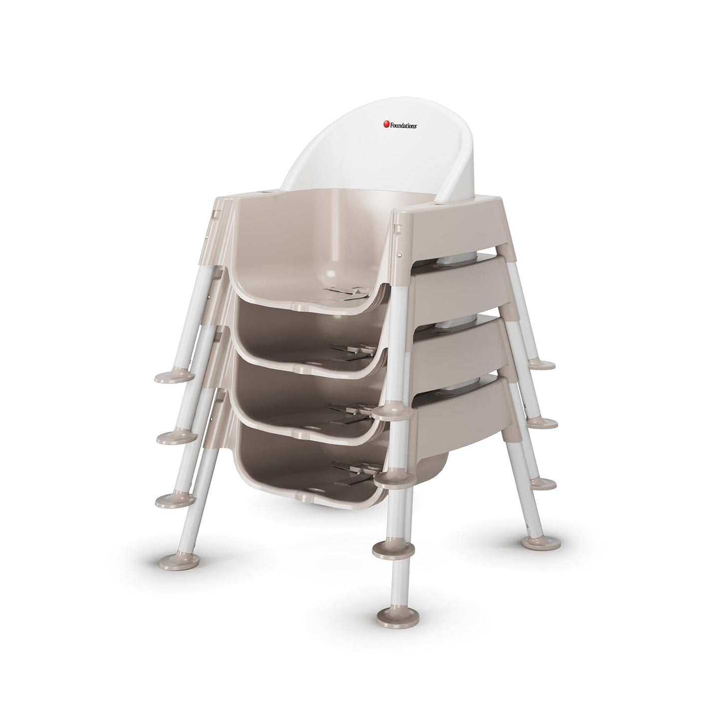 Foundations Secure Sitter Feeding Chairs Multipack, No-Tip Feet, 3-Point Adjustable Harness, Removable Tray, Easy to Clean, Stackable Feeding Chairs, 3 Pack (5 inch)