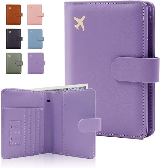 Melsbrinna Premium Leather Passport Holder Covers Case, Waterproof Rfid Blocking Travel Wallet Passport Holder with Pen Holder, Cute Passport Book for Women/Men