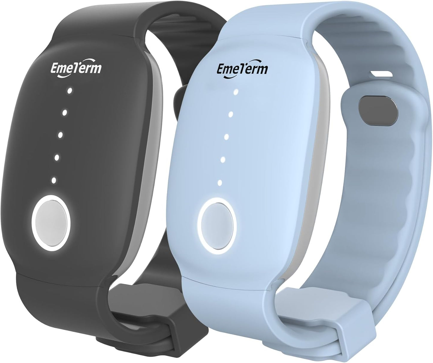 EmeTerm Fashion FDA-Cleared Relieve Nausea Electrode Stimulator Morning Sickness Motion Travel Sickness Vomit Relief Rechargeable No Gel Drug Free Wristbands Without Side Effects (2 Pack)