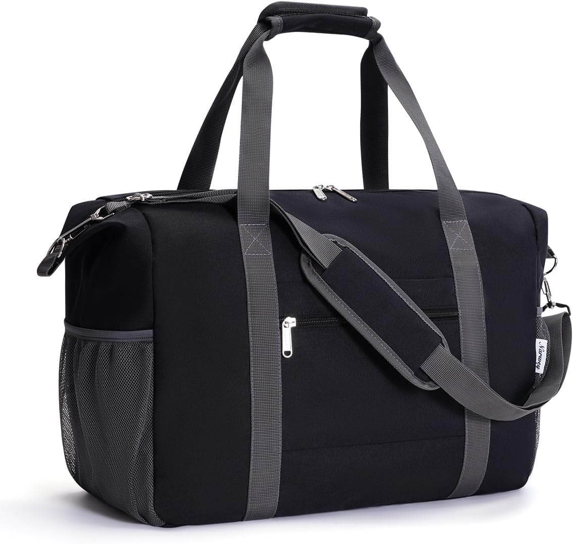 Narwey 18x14x8 Inches Travel Bag Spirit Airlines Frontier Personal Item Bag, Travel Duffel With Wet Pocket Carry on Bag for Airplane Underseat Duffle Overnight for Women and Men (Black)