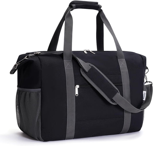 Narwey 18x14x8 Inches Travel Bag Spirit Airlines Frontier Personal Item Bag, Travel Duffel With Wet Pocket Carry on Bag for Airplane Underseat Duffle Overnight for Women and Men (Black)