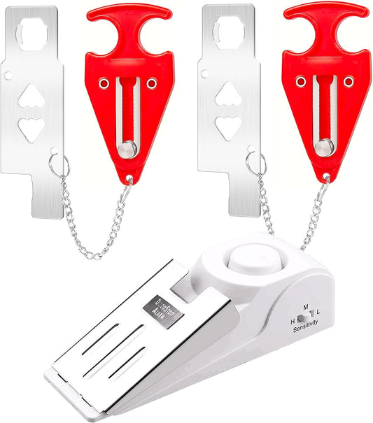 KERUI Door Stop Alarm & Portable Door Lock, Dual Protection Security Door Stopper Wedge Alarm with 3 Levels Sensitivity, Door Security Devices for Travel Hotel Home Apartment (3 Pack)