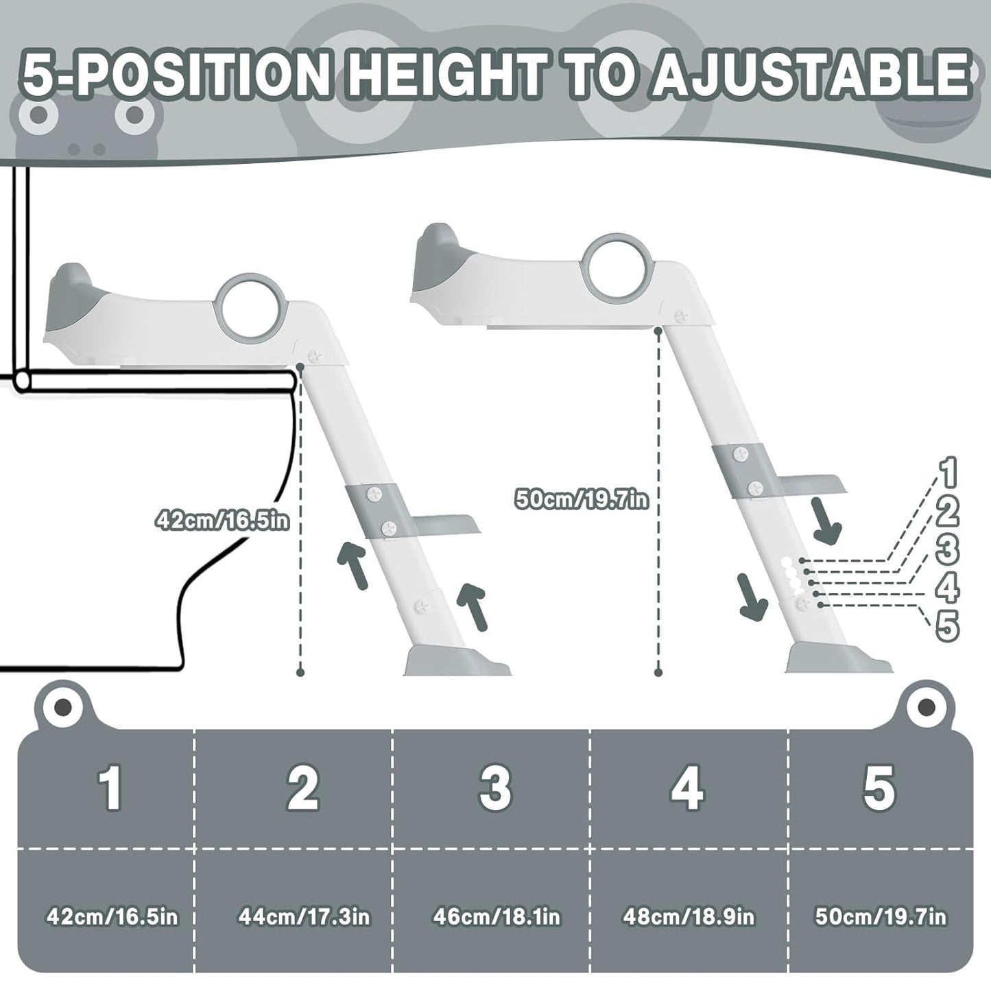 Potty Training Seat with Step Stool Ladder, Toddler Toilet Seat with PU Cushion, Adjustable 5-Level Height, Foldable Potty Training Toilet for Kids Boys Girls, Anti-Slip Pads Ladder