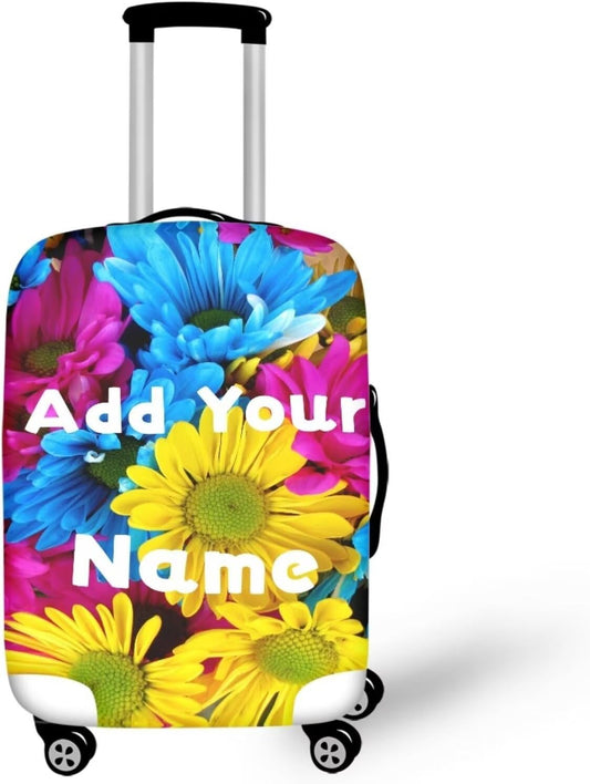Customized Luggage Cover for Suitcase Personalized Name Suitcase Cover Fit 18-21 Inch Flower Luggage Covers Zip Closure Suitcase Cover Protector for Travel Business Anti-Scratch Baggage Cover