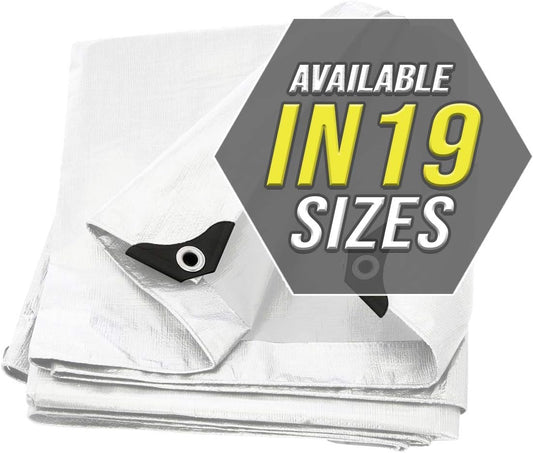 Large Waterproof Tarp - Heavy Duty 20 Mil Thick Poly Tarpaulin Ideal for Canopy Tents, Boats, RV or Pool Covers - Multipurpose Protective Tarps with Grommets for Indoor and Outdoor Use | 12' x 20'