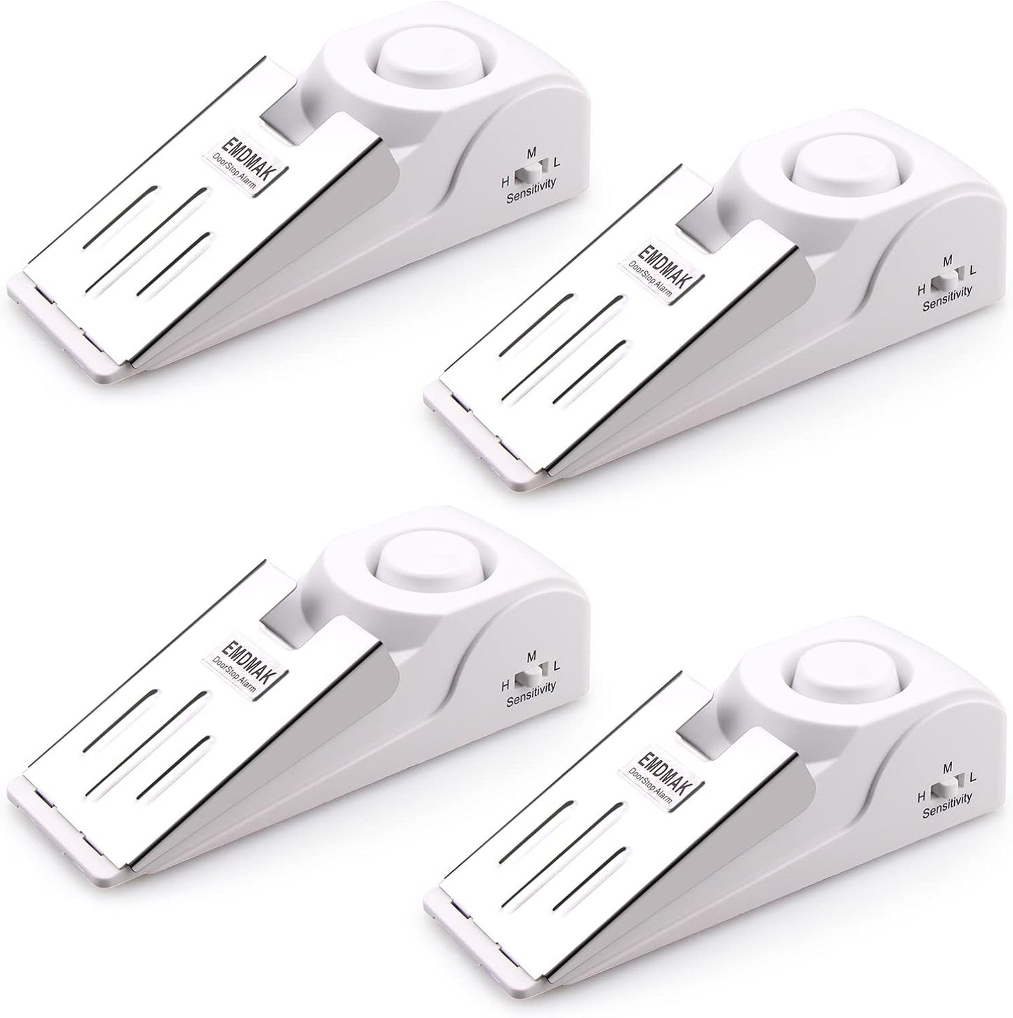 EMDMAK Door Stop Alarm with 120DB Siren Door Stop for Home & Travel (White) (Pack of 4)