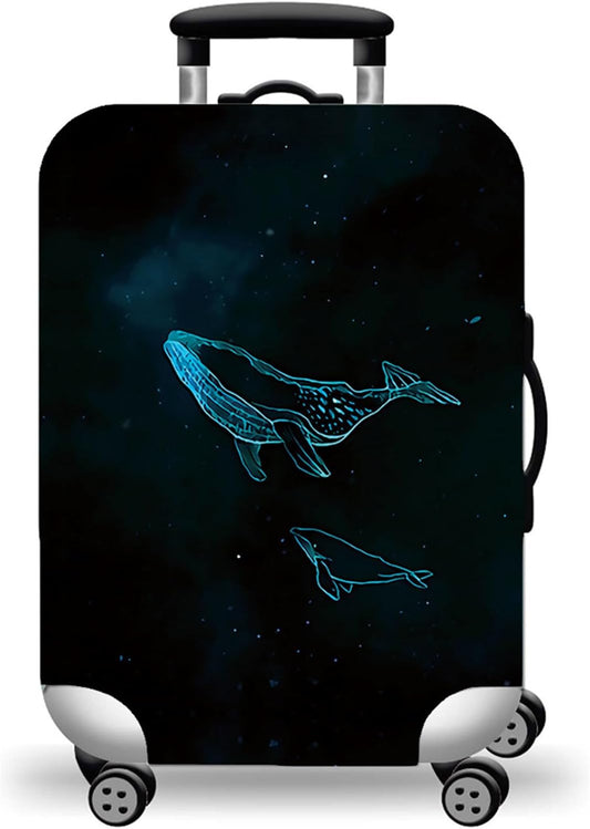 WUJIAONIAO Travel Luggage Cover Baggage Suitcase Cover Protector Skins 18-32 Inch (dolphin, S (for 18-20 inch luggage))