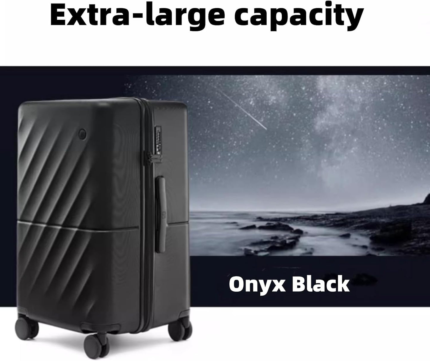 NINETYGO Trunk Luggage 26 Inch, Medium Checked Luggage with Double Spinner Wheels, Anti-Burst Zipper, Hard Case PC Suitcase, Lightweight Travel Luggage, TSA Approved (Onyx Black, Hudson)