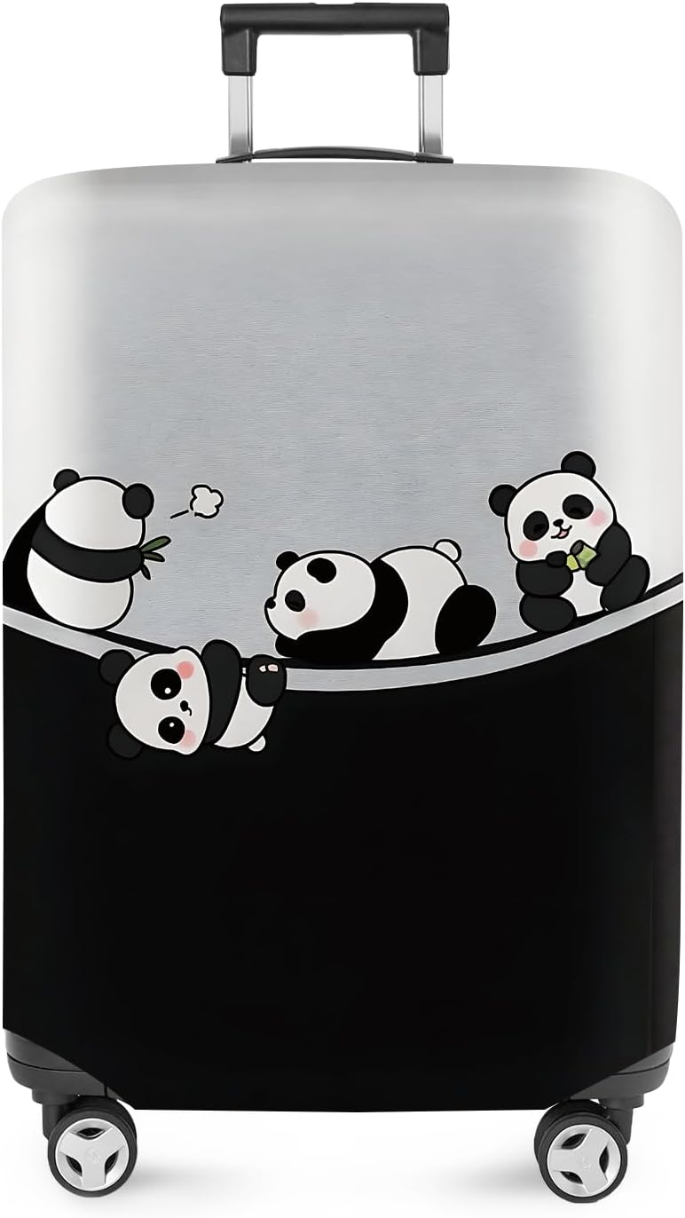 ANNA QUEEN Panda Family Luggage Cover, Cute Panda Design Suitcase Protector, Stretchable Washable Travel Sleeve for 20-22 Inch Luggage