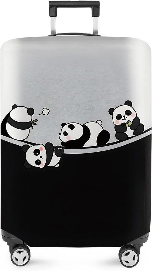ANNA QUEEN Panda Family Luggage Cover, Cute Panda Design Suitcase Protector, Stretchable Washable Travel Sleeve for 32-34 Inch Luggage