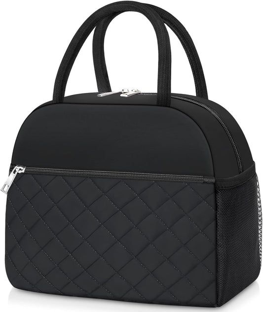 Lunch Bag Lunch Box for Women Men Insulated Reusable Large Lunch Tote Bag Adult Leakproof Simple Cooler Bag for Office Work Picnic Beach or Travel, Black