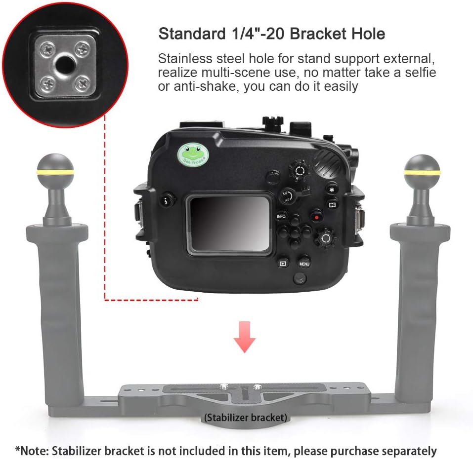 Sea frogs Underwater Camera Case Compatible with Canon EOS M6 Mark II 60MM IPX8 40m/130ft Maximum Diving Depth Waterproof Camera Housing for Diving, Surfing, Rowing, Skiing