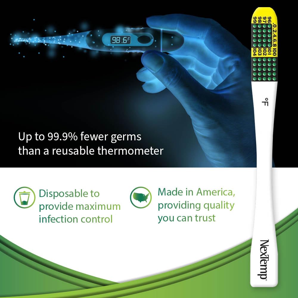 Ultra Single-Use Thermometers - Individually Wrapped Disposable First Aid Supplies with High-Accuracy Readings, for Work, Home, and Travel, Fahrenheit, 24-Pack, by Medical Indicators Inc.