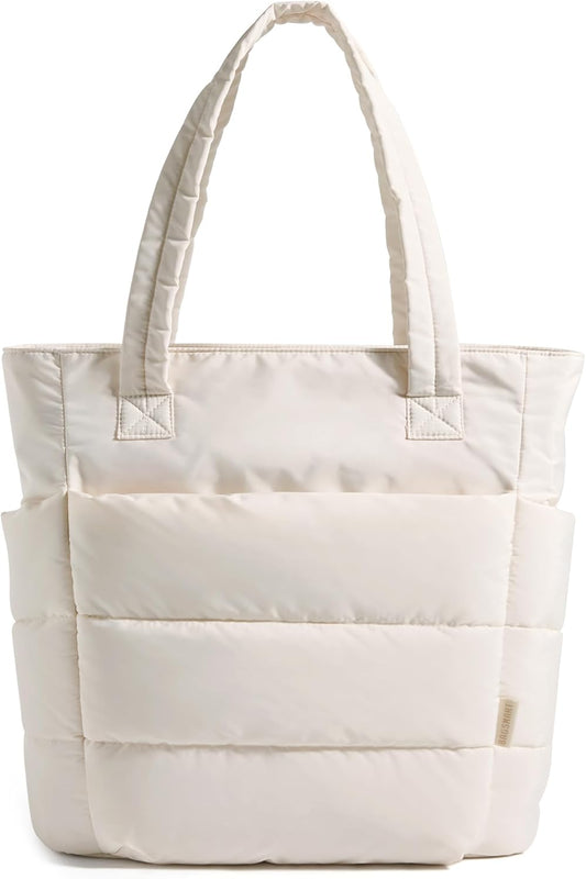 BAGSMART Tote Bag for Women, Lightweight Puffy Tote Bag with Compartments Shoulder Bag Handbag for Travel, Work, Gym,