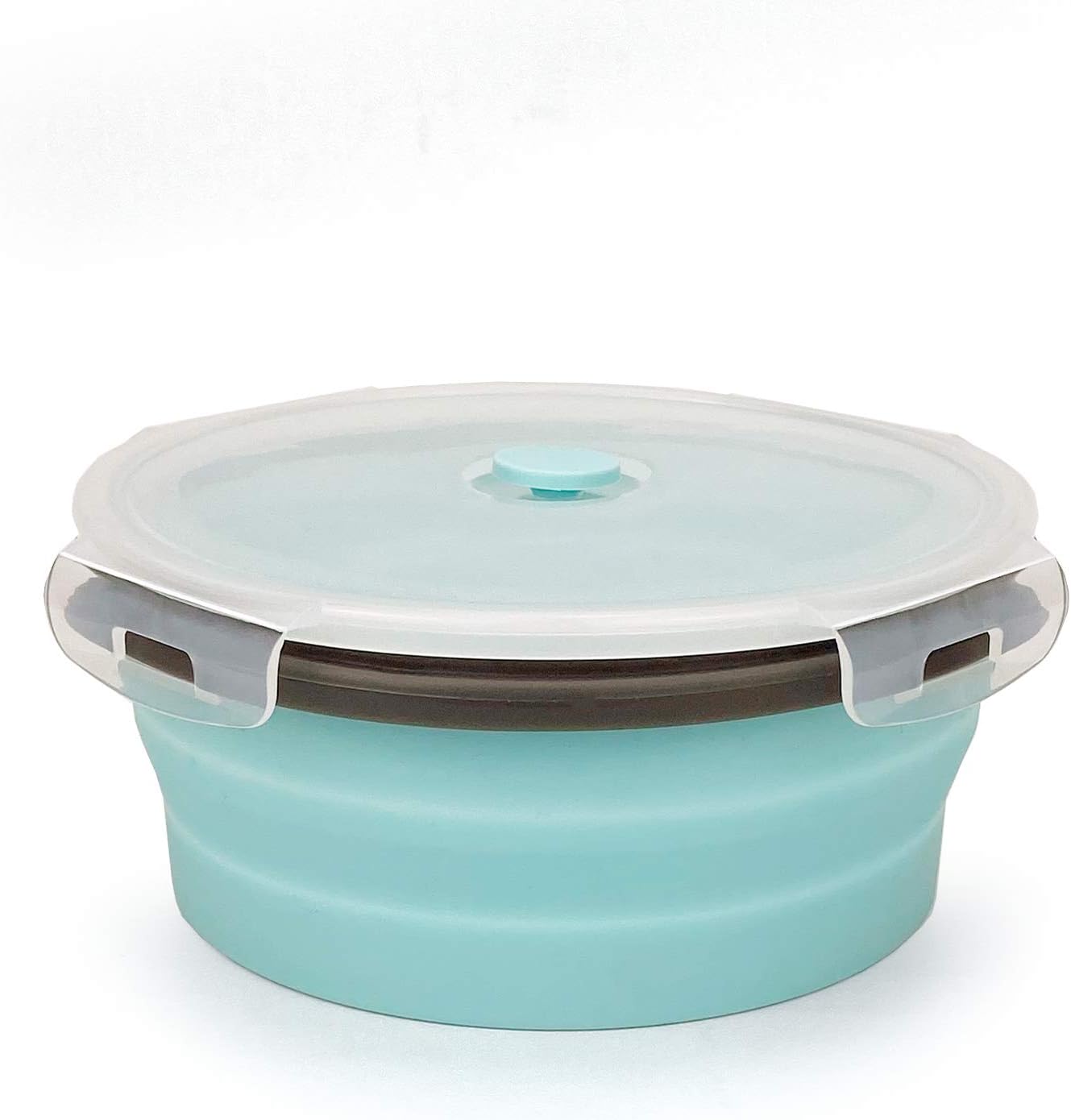 CARTINTS 1200ml Large Collapsible Meal Prep Containers, Reusable Silicone Food Storage Containers, Stackable Fridge Storage Containers, With Leakproof Lids, Microwave and Freezer Safe, Blue