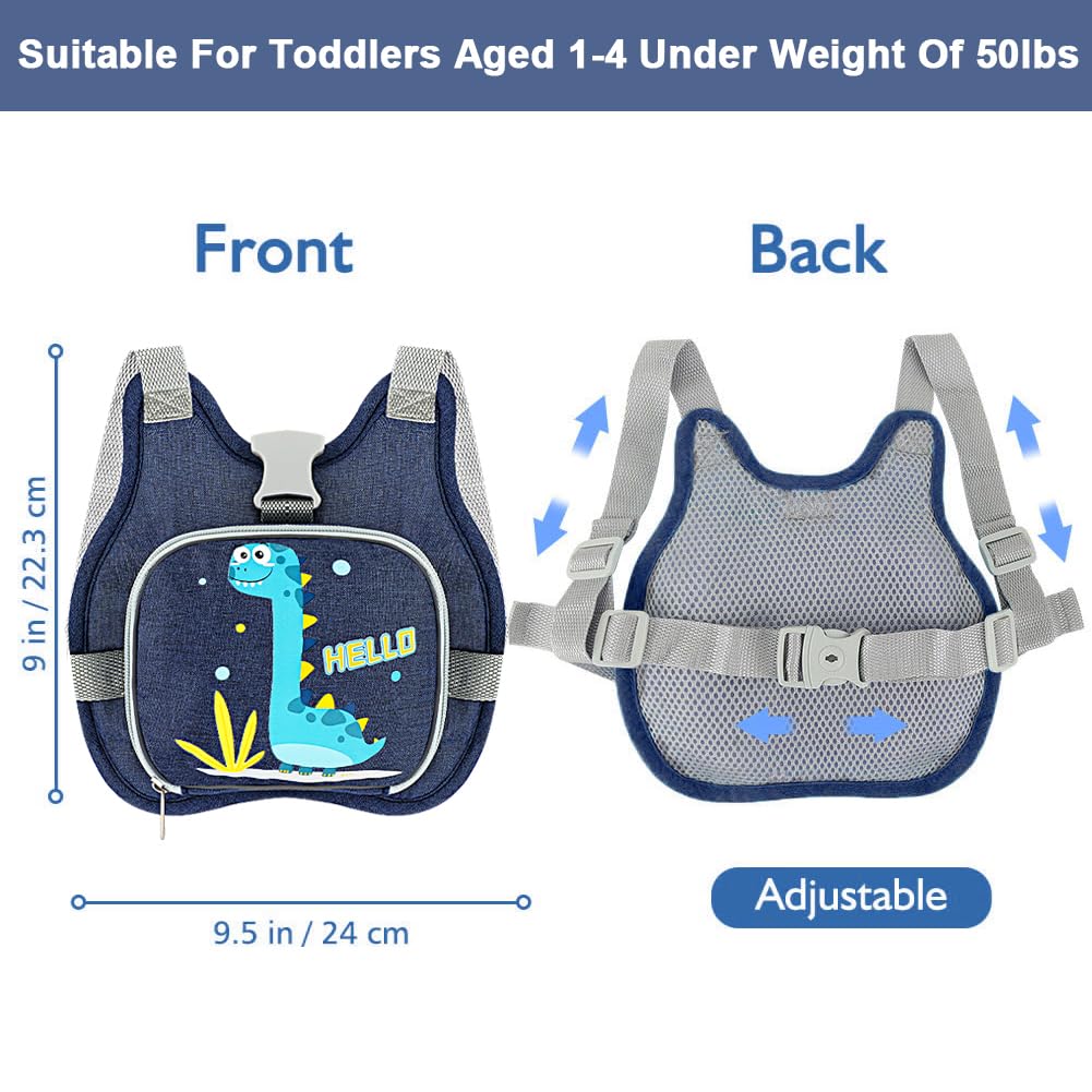 Accmor Toddler Harness Leash+ Reflective Anti Lost Wrist Link, Cute Dinosaur Kids Harness with Leash, Collapsible Child Harness Baby Leash Walking Wristband Protector Belt for Boys Girls Outdoor