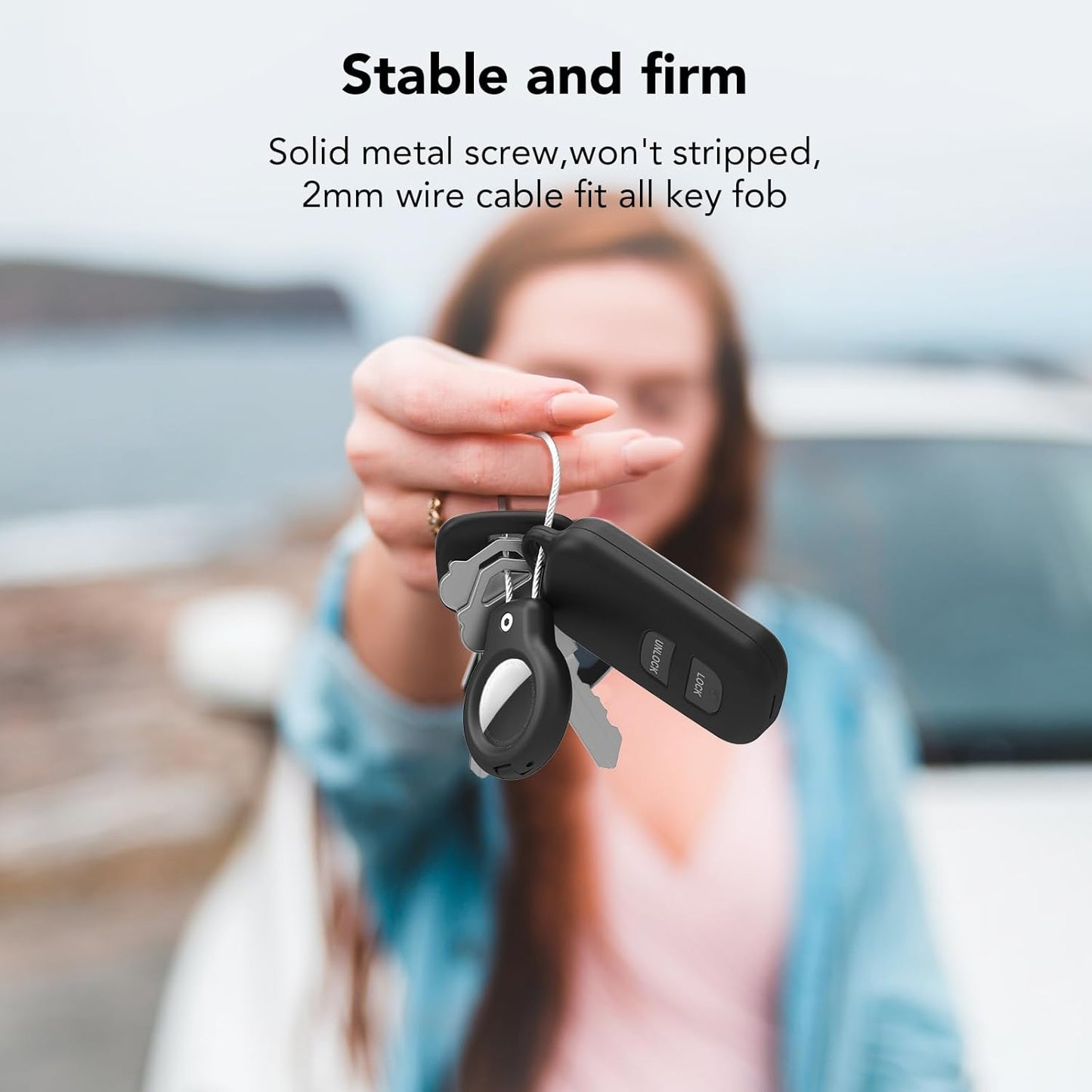 for AirTag Holder Case with Keychain, Air Tags-4 Pack for Apple Air Tag Holder with Wire Cable Lock Key Ring Chain Air Tagholder Accessories for GPS Item Tracker Kids,Keys,Luggage