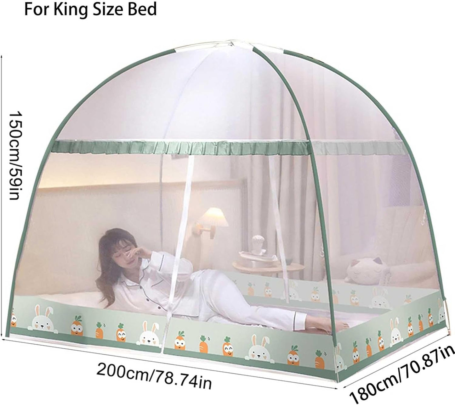 Pop-Up Mosquito Net Tent for Beds Portable Folding Canopy with Net Bottom, Fits Twin to King Size 79x71x59inch, Easy Install Wash for Baby Adults, Indoor Outdoor Use (Navy Blue-King Bed)