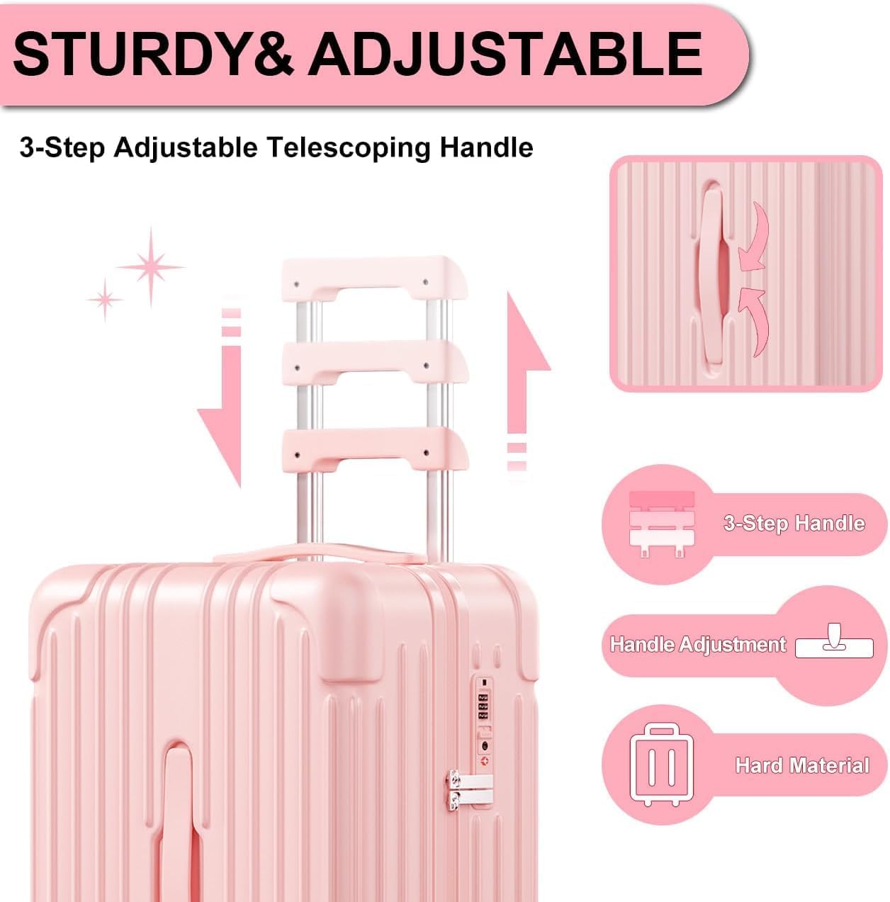 Krute Luggage Sets 2 Piece Suitcase with Spinner Wheels PC+ABS Hardside Suitcases Charging Port TSA Lock Carry On Luggage with Cup Holder 20+28 Inch