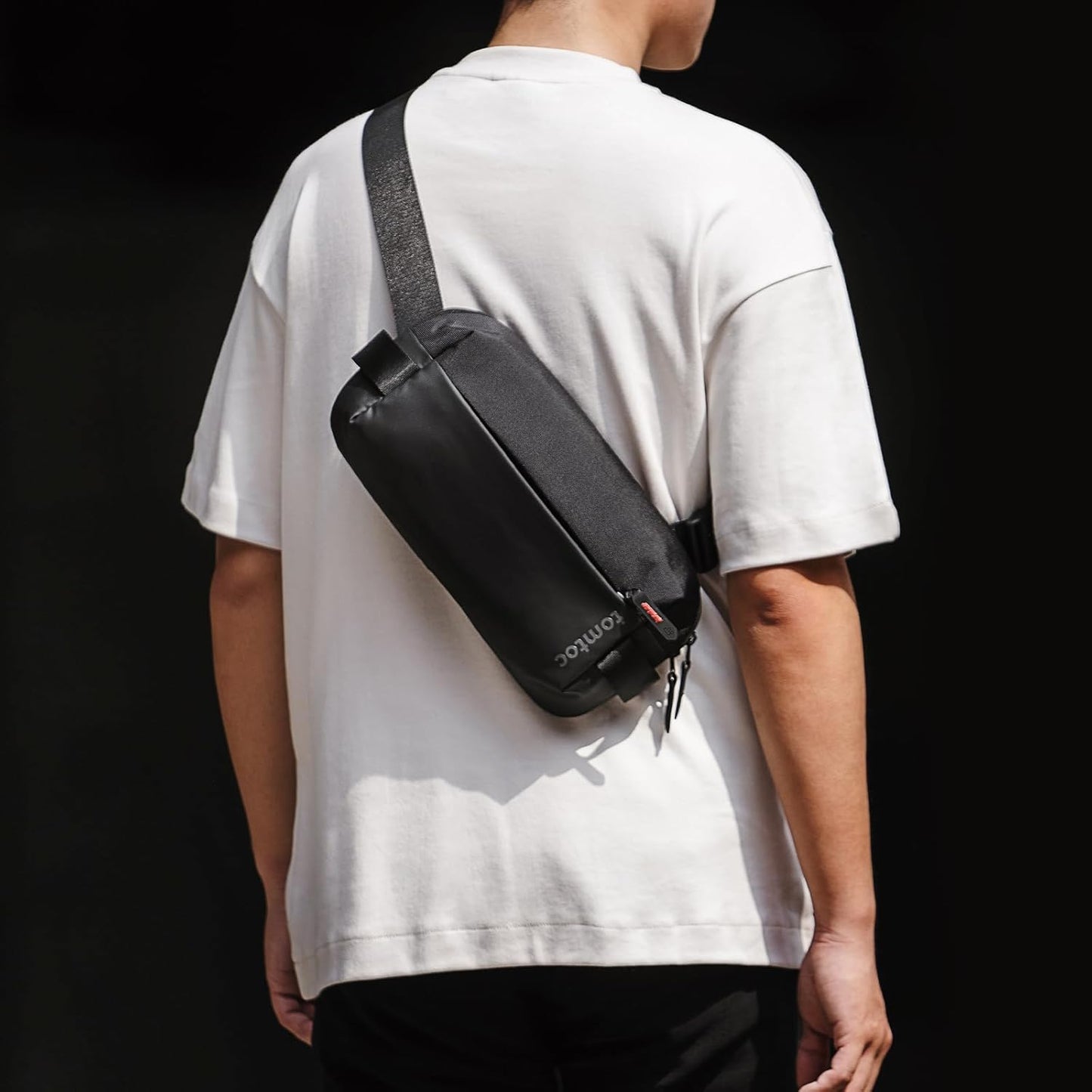 tomtoc Compact EDC Sling Bag, Minimalist Chest Shoulder Backpack Crossbody Bag for Men Women, Lightweight Carry Casual Bag