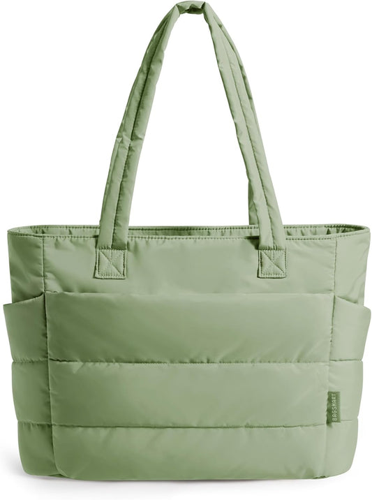BAGSMART Tote Bag for Women, Lightweight Puffy Tote Bag with Compartments Shoulder Bag Handbag for Travel, Work, Gym,