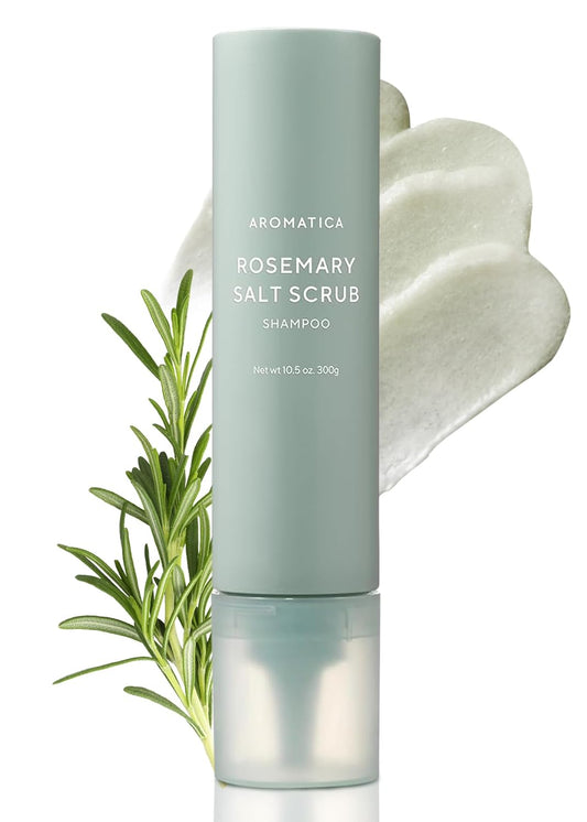AROMATICA Rosemary Salt Scrub Shampoo - Hair Loss Korean Scalp Detox Shampoo with Rosemary Scalp Oil | Scalp Exfoliator with Salt Scrub for Oily Scalp | Sulfate Free, Silicone Free (10.5 oz / 300g)