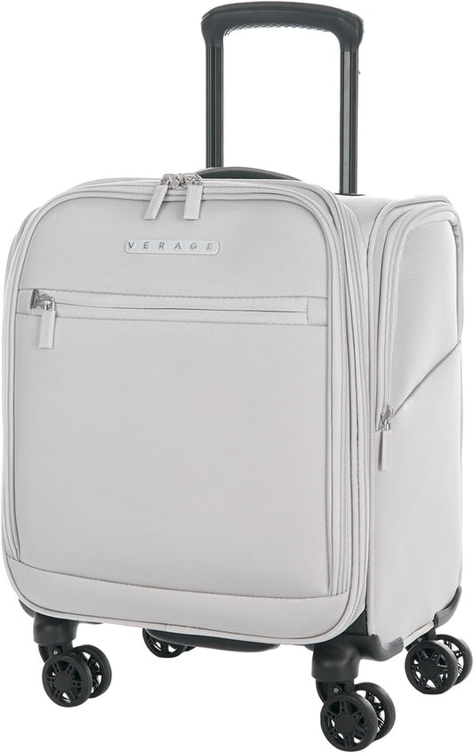 Verage Under Seat Luggage with Wheels, Softside Small Suitcase Spinner Carry On Luggage Bags for Airlines Airplanes Short Trip Men Women (Cloud Gray, 14.5-Inch Plus Underseat)